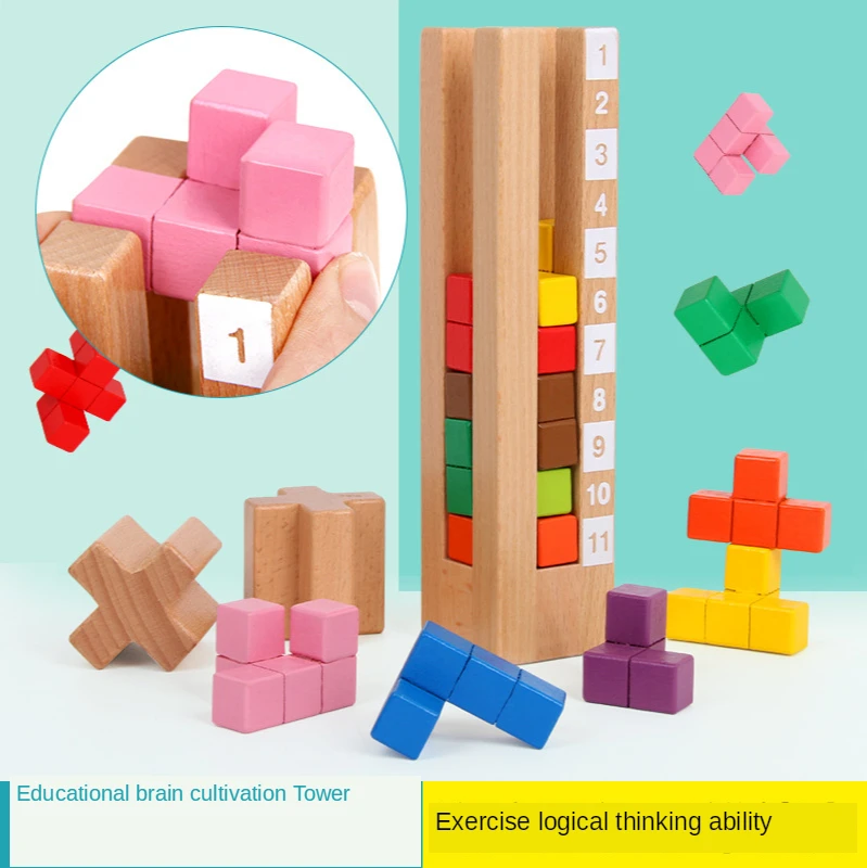 

Montessori 74 Ways Of Playing Colored Jenga Building Block Educational Super Brain Stacking Game Wooden Toys