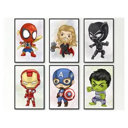 Pintura de diamantes de Los vengadores de Marvel, personaje de dibujos animados, Iron Man, Spiderman, arte, Hobby, bordado, mosaico completo, decoración del hogar