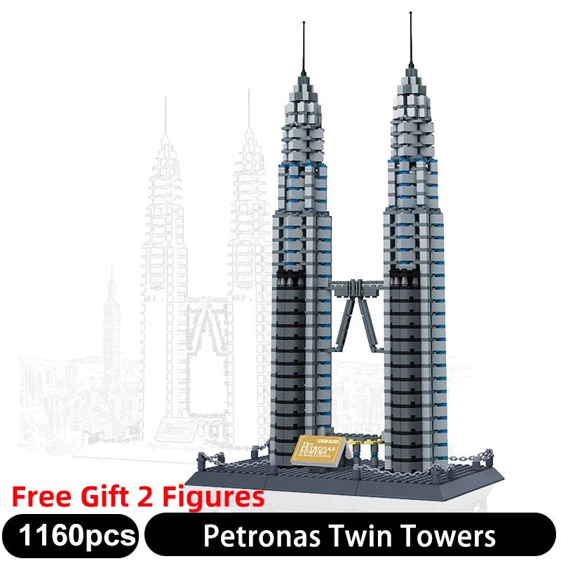 

8011 1160PCS World Famous Classic Architecture Building Blocks Petronas Twin Towers 3D Model Bricks Sets Children Toy Boy Gifts