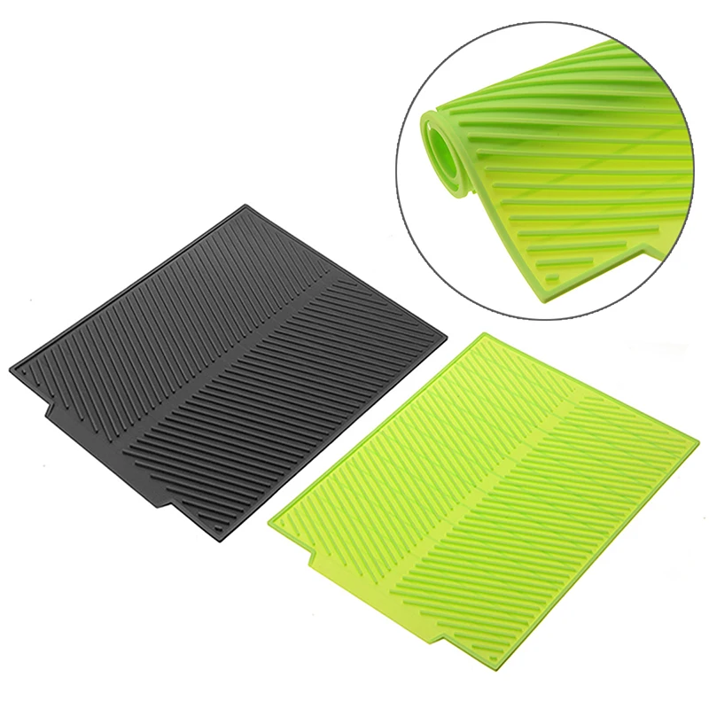 2 Colors Eco-friendly Silicone Drying Pad For Oven Microwave Refrigerator Dishwasher Kitchen Tableware Dish Mat 1 pc