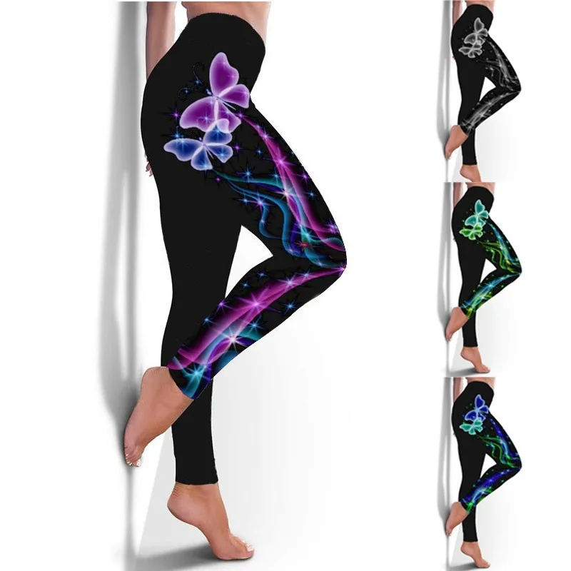 

Women's Butterfly Leggings Plus Size Clothing for Women Asymmetrical Pattern Stacked Leggings Festival Performance Costume