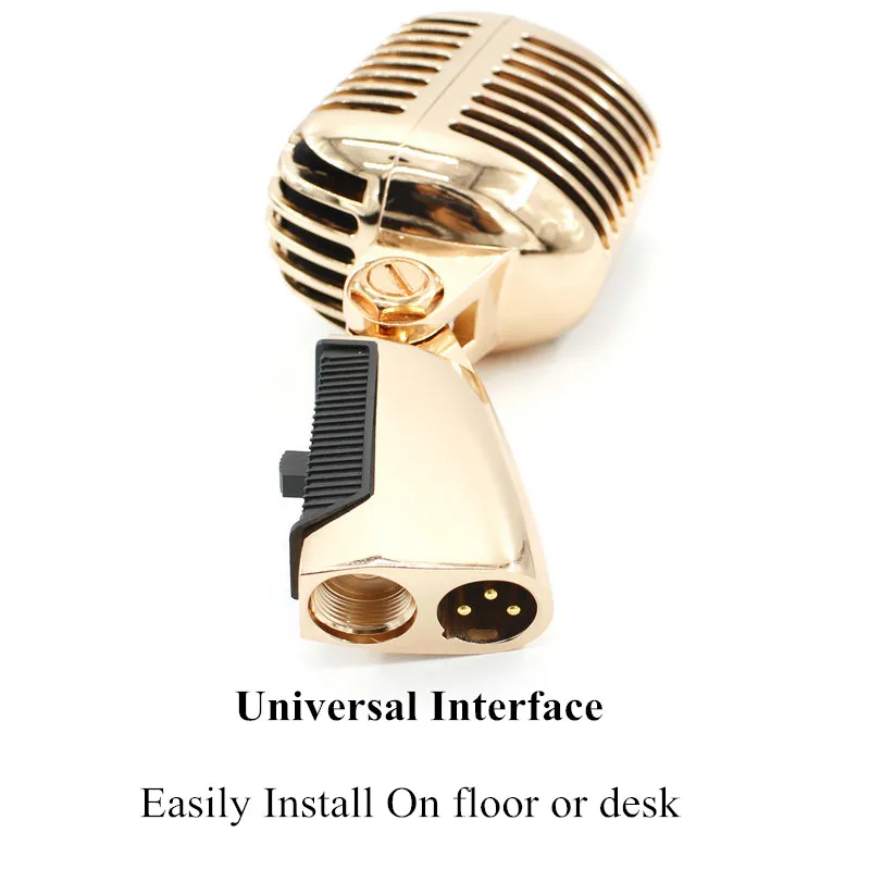 Deluxe Metal Professional Microfono Vocal Dynamic Retro Vintage Microphone For PC Karaoke Mixer Audio Studio Video KTV Sing DJ