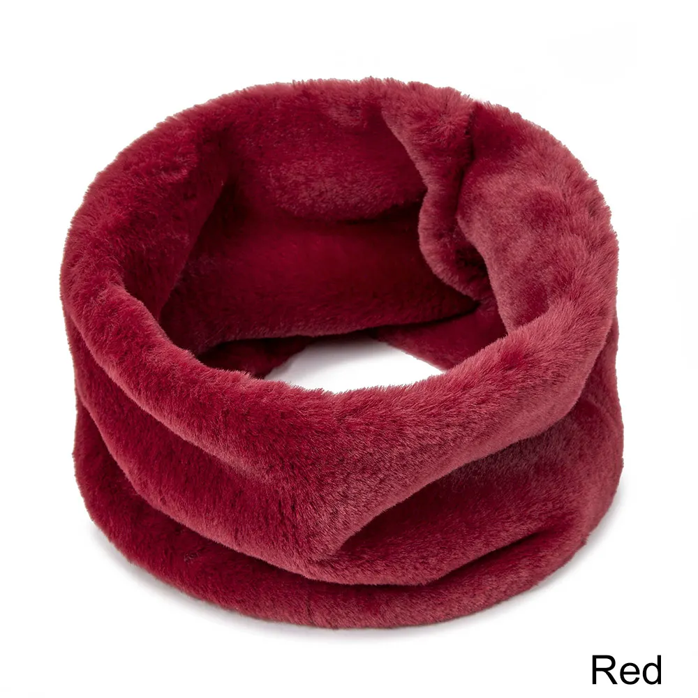 TRUENJOY Women's Winter Thick Warm Neck Scarf men New Soft Ring Scarf Scarves Unisex button Solid Color - Цвет: C