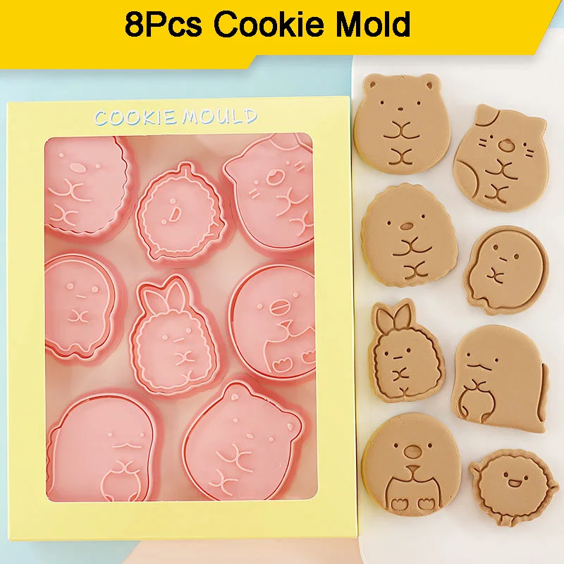 8pcs/set 3D Cookie Molds Plastic Pressing Fun Baking Molding Unicorn Mould DIY Cutter Mold Tools | Дом и сад