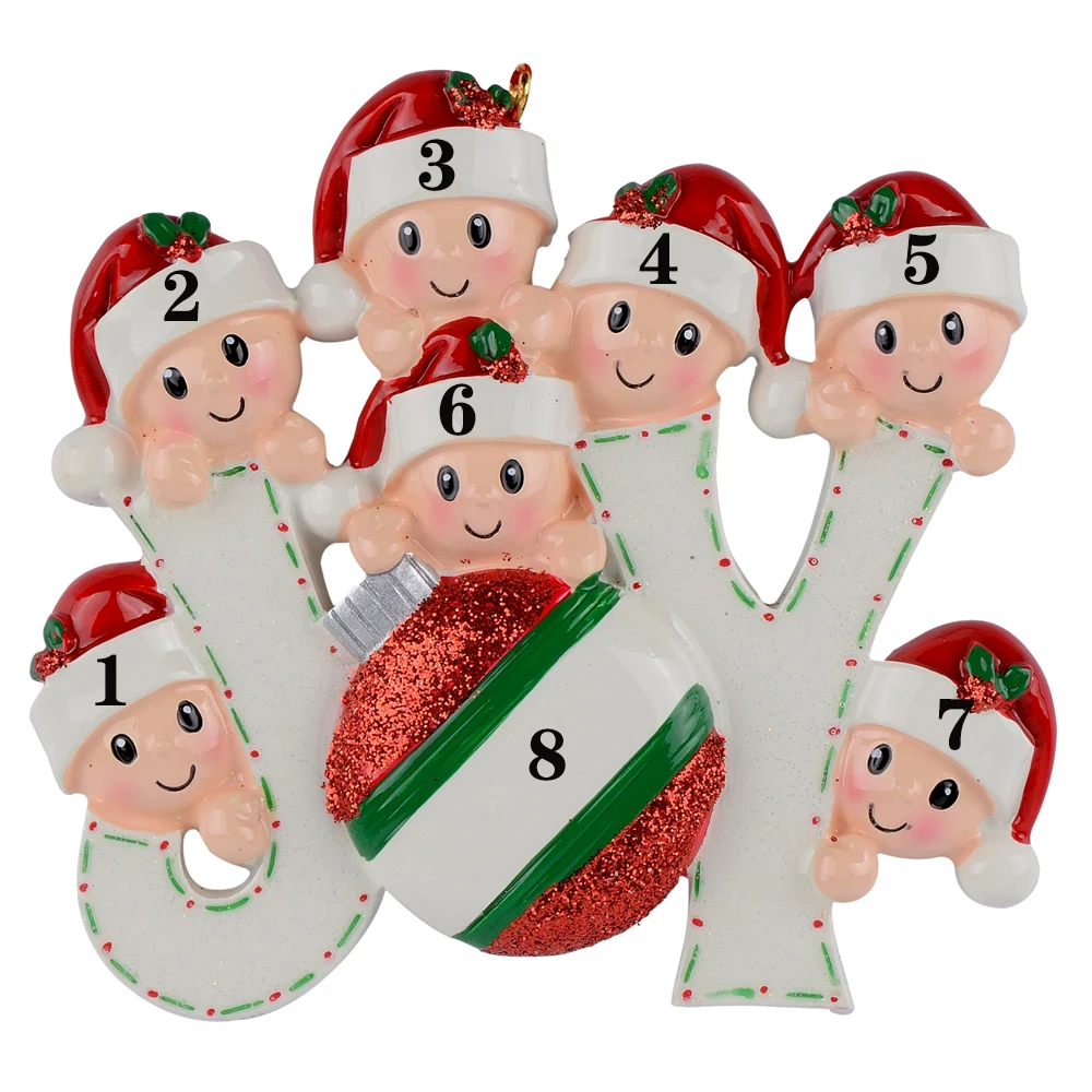 Joy Family Members of 4 Polyresin Glossy Accents Personalized Christmas Tree Ornaments For Home Decoration Joy Family Members of 4 Polyresin Glossy Accents Personalized Christmas Tree Ornaments For Home Decoration