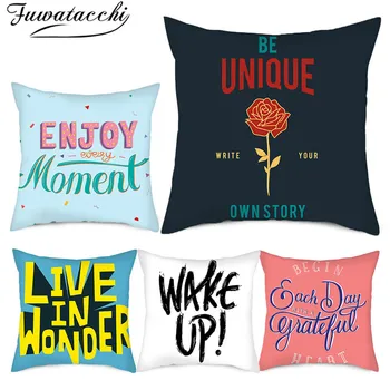 

Fuwatacchi Wake Up Pillow Covers Colorful Letter Christmas Gift Cushion Cover for Home Sofa Decorative Throw Pillowcase 45*45cm