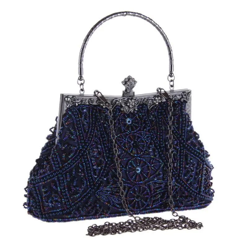 

Luxurious Evening Women Handbag Retro Style Sequins Pearls Beads Shoulder Bag