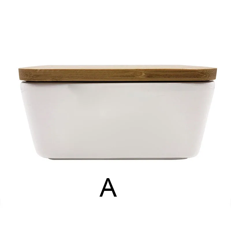 

1pc Square Porcelain Butter Dish Airtight Simple Butter Keeper with Lid Kitchen Storage Container PAK55