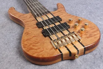 

6 strings bass custom bass 9V battery pickups 5 pieces neck free shipping bass all gold knobs