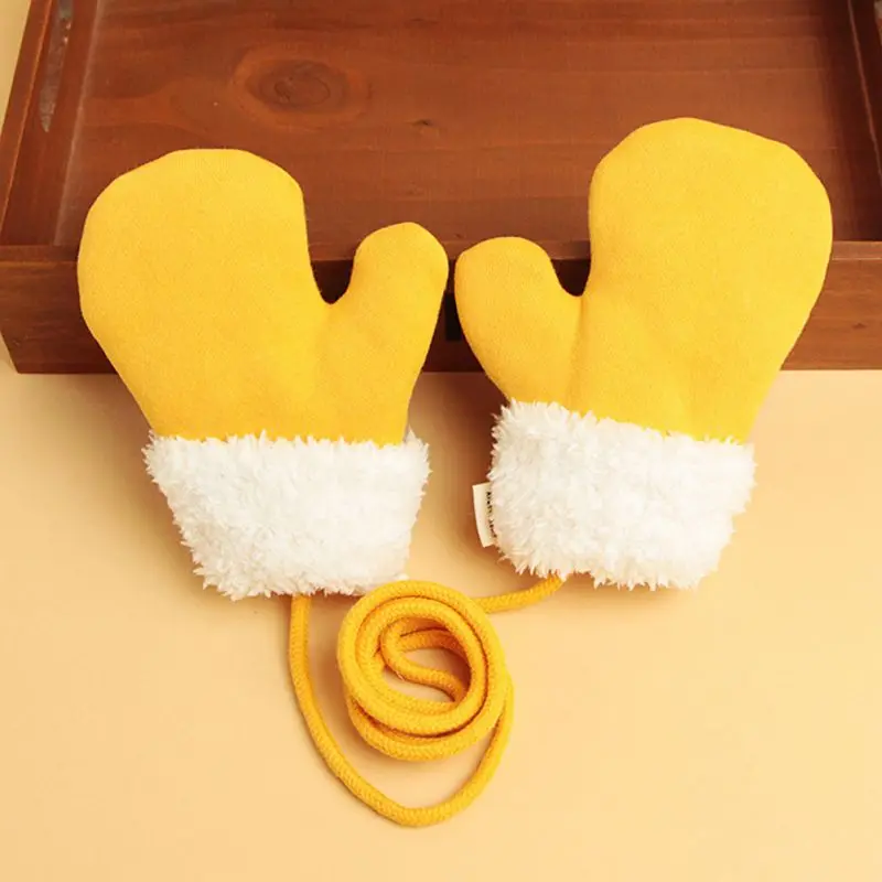 Christmas Kids Baby Winter Warm Cotton Fur Gloves Boy Girl Kids Children Outdoor Child Gloves 4-7Y - Цвет: Y