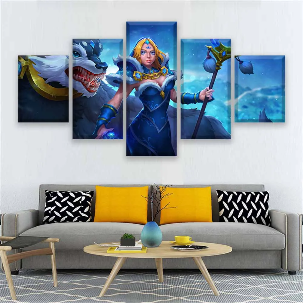 Framework 5 Panels DOTA 2 Juggernaut Modern Home Decorative Canvas Printed Painting Wall Art For Li