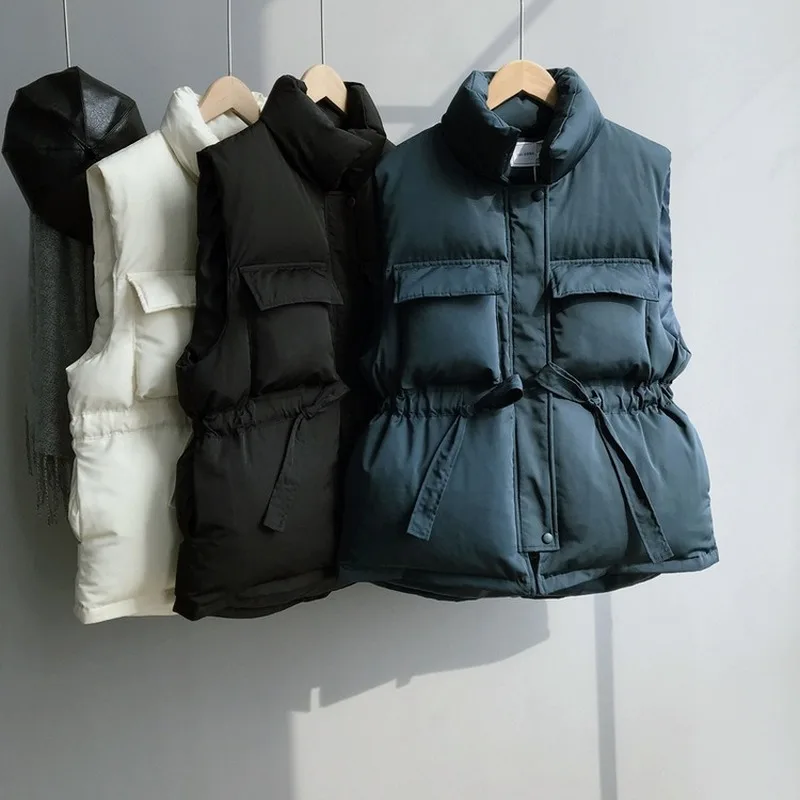 Winter Spring Warm Vest 2021 Korean Loose Coat Thickening Before Short and Long Waist Cotton Waistcoat Women Puffer Jacket