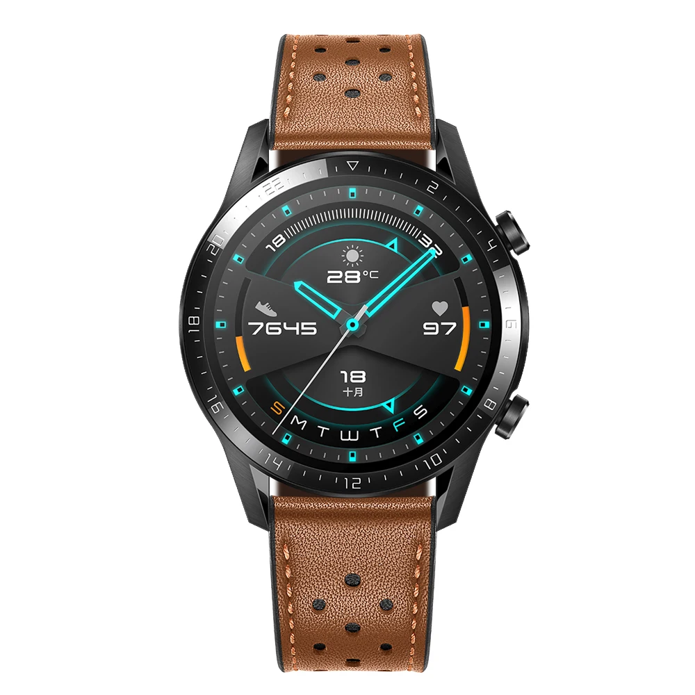 Кожаный ремешок для часов HUAWEI GT 2 46 мм ремешок для HONOR Magic/MagicWatch 2 Сменные аксессуары