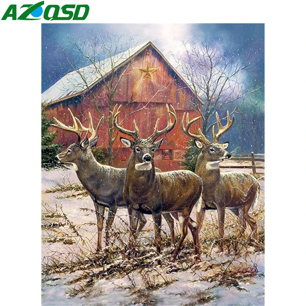 AZQSD алмазная живопись олень животное полный квадрат/круглая дрель Алмазная