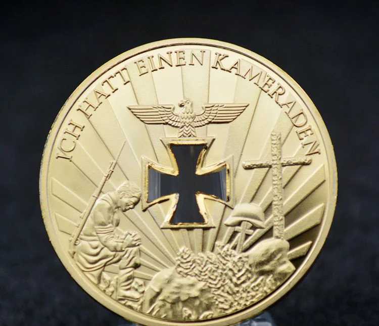 Память мировой войны DEN GEFALLENEN, 24 K, настоящая позолота, полый крест, металл 40 мм, сувенирное украшение, немецкая монета