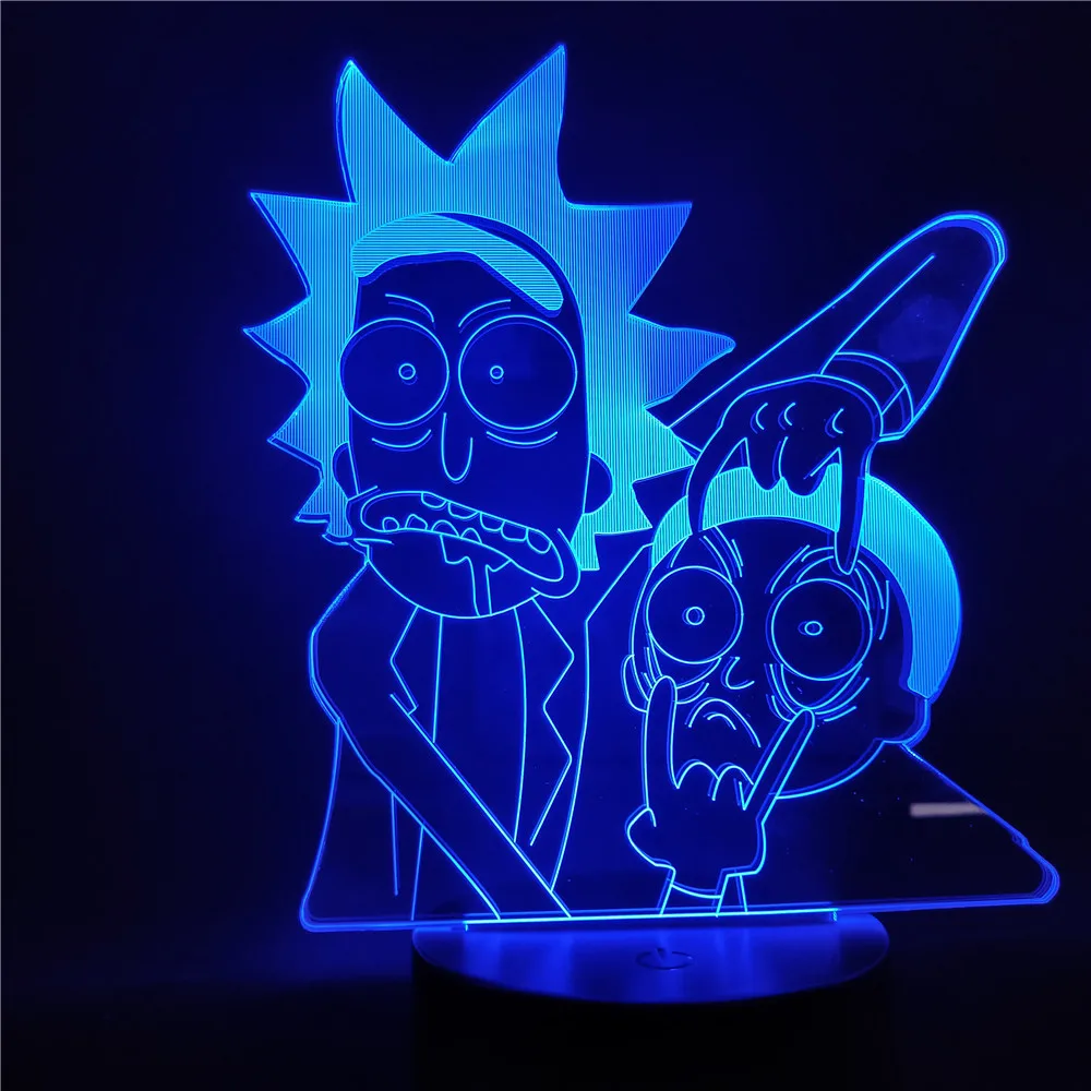  Rick and Morty Cartoon 3d LED Night Light for Children Night Lamp LED Mutilcolors Change LED Table  - 4000071924339