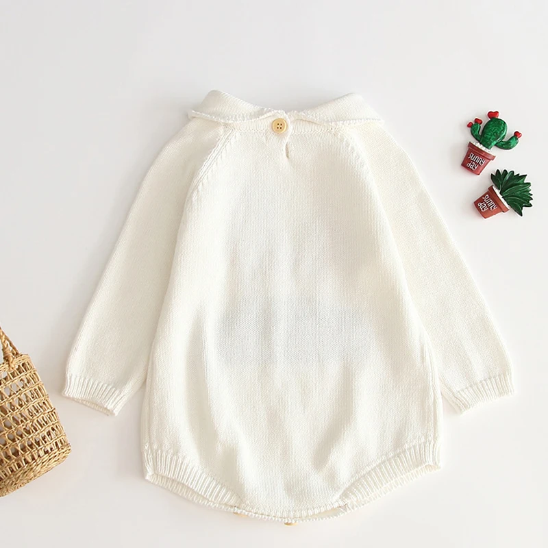 Комбинезон для маленьких мальчиков и девочек, осенняя вязаная одежда для новорожденных, зимний детский комбинезон, хлопковый Детский свитер с длинными рукавами, комбинезон