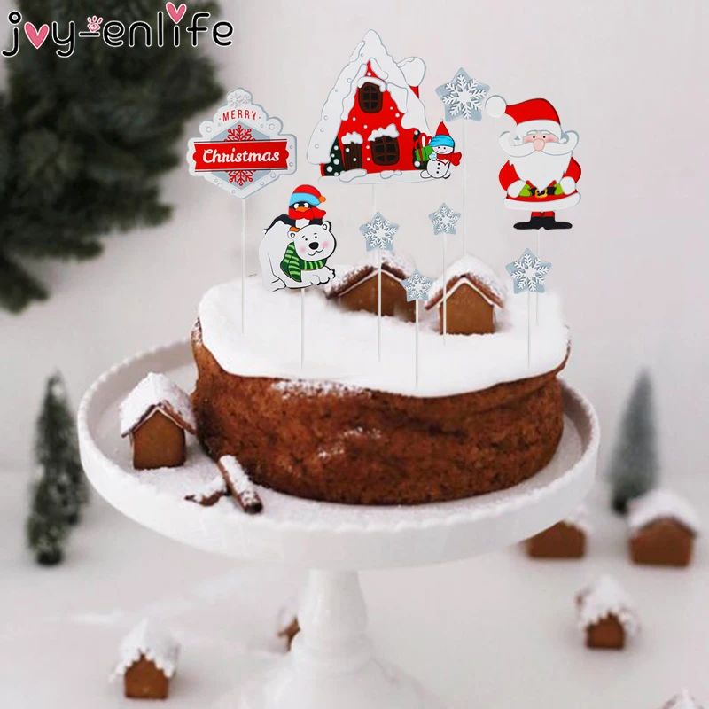 Joy-Enlife 1 комплект Топ Топпер для торта веселый рождественский капкейк Топпер флаги счастливый год вечерние Navidad Noel украшения для дома