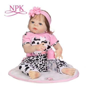 

NPK 57CM Full Silicone Body Girl Reborn Doll Alive Baby Bath Toy Lifelike Toddler Fashion Doll Bebes Reborn Menina rooted hair