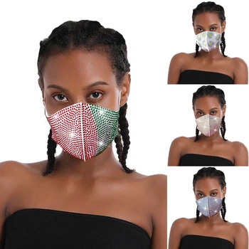 

Fashion Waterproof Dustproof Face Masks Shiny Diamond Reusable Breathable Safe Protection Halloween Cosplay Mask