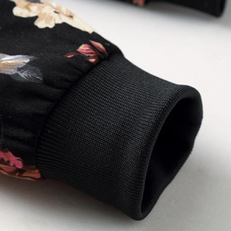 Мужская хлопковая куртка бомбер с цветочным принтом и воротником стойкой|floral jacket