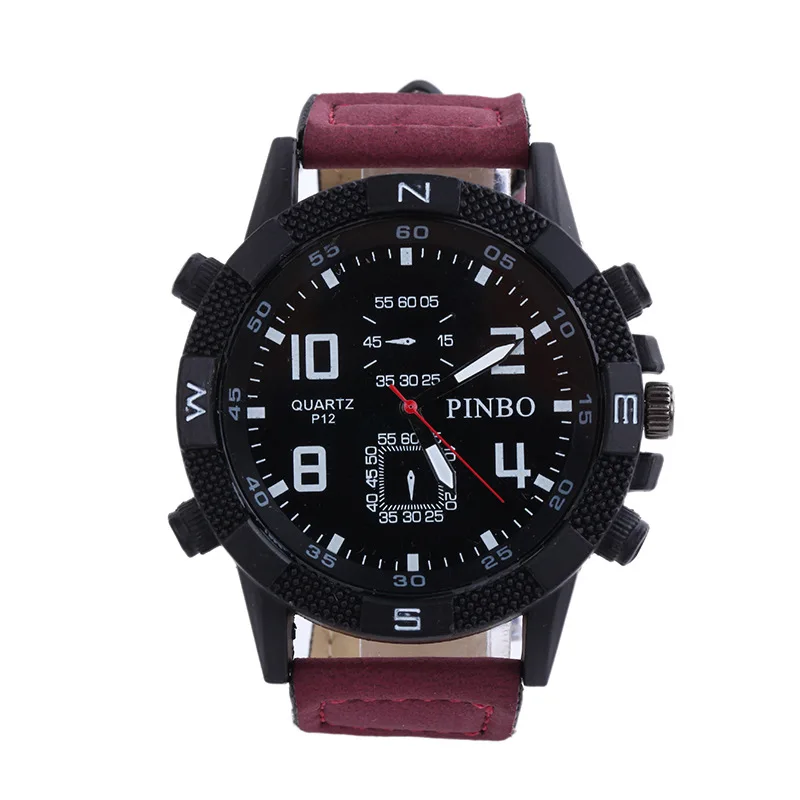 

Hot Selling Men Large Dial Sports Watch Hot Selling with Numbers Quartz Belt Watch Pb009b