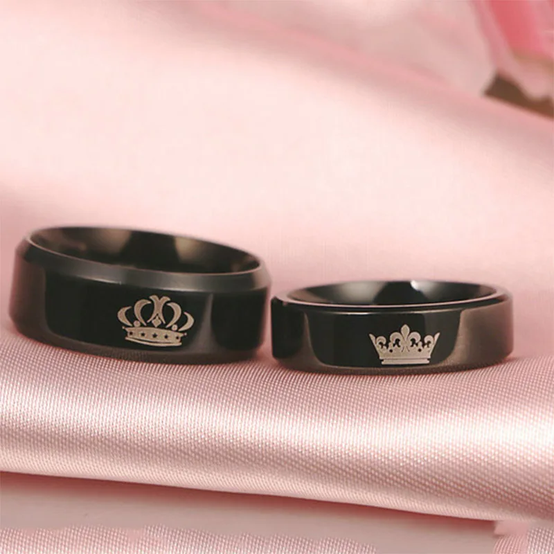 Горячая пара Кольцо Модный ее король его королева кольца для женщин мужчин девушка нержавеющей стали Свадебные кольца Палец Палец ювелирные изделия подарок