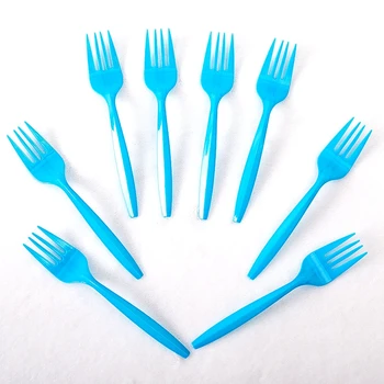 

Plastic Disposable Tableware Set Knife Fork Spoon Blue Pink Solid Color Birthday Baby Shower Holiday Party Dinnerware Favor