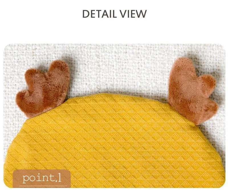 PUDCOCO Cute Baby Toddler Spring Autumn Cartoon Antlers Beanie Hat Hooded Triangle Scarf Knitted Cap Kids 0-8M