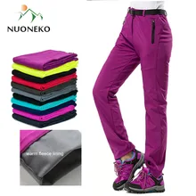 NUONEKO новые женские толстые теплые флисовые софтшелл брюки для кемпинга походные брюки уличные брюки треккинговые лыжные водонепроницаемые Pantolon PM21