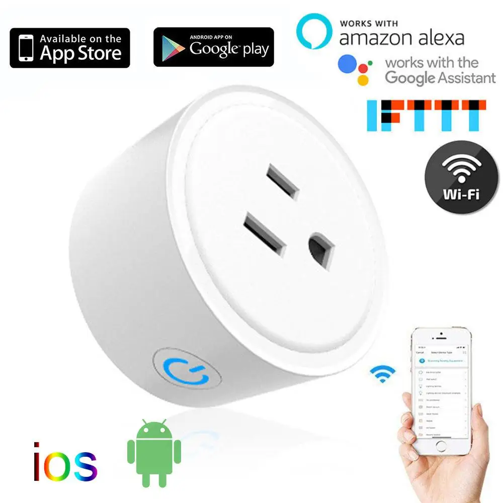 

Teekar DS-169 US Standard 10A Smart Wifi Plug Socket Outlet Tuya Smart Life APP Remote Control Works With Alexa Google Home