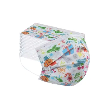 

50/100PC Christmas Disposable Face Mask Children's Cartoons Printed Disposable Masks 3-layer filtration Breathable Mascarilla
