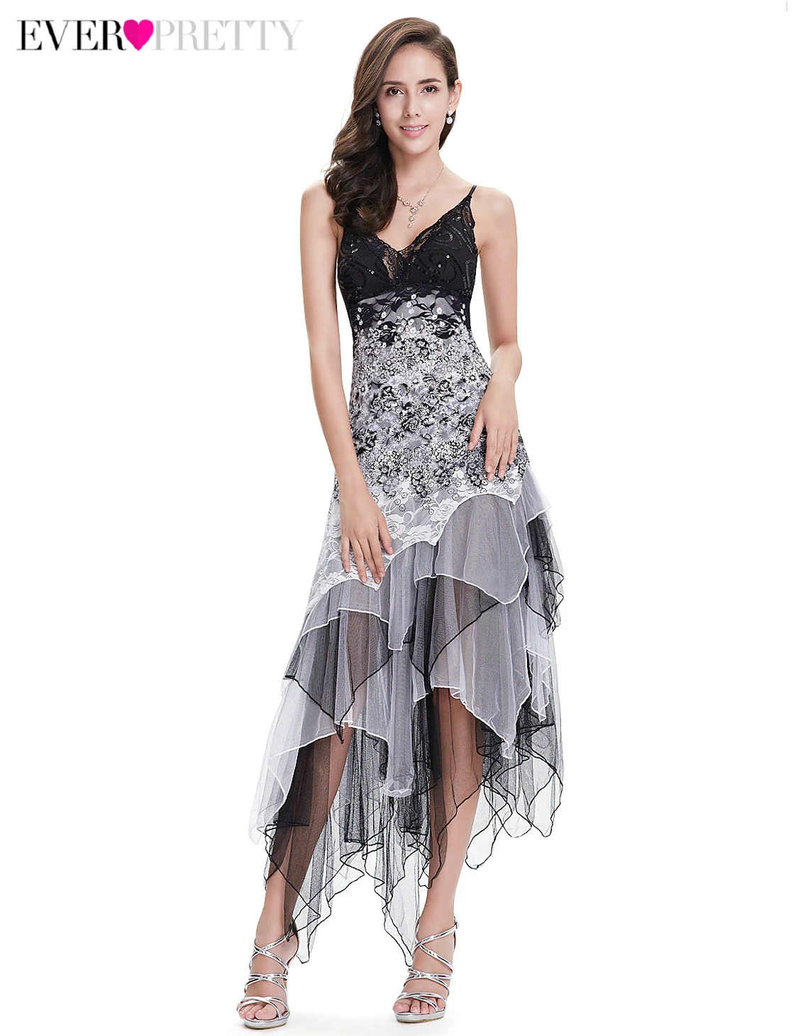 Billig Elegante Cocktail Kleider Immer Ziemlich EP6212B Sexy V ausschnitt Schwarz und Weiß Spitze Lange Hochzeit Plus Größe Party Kleid vestido coctel