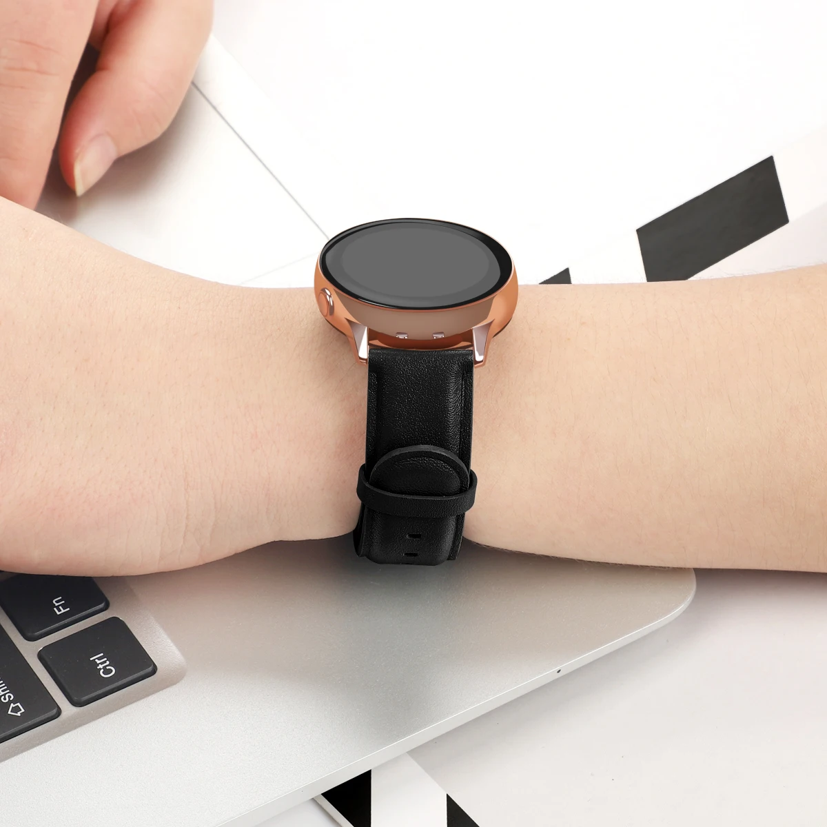 Быстросъемный кожаный ремешок для часов Feskio 20 мм для samsung Galaxy Watch Active 40 мм и Galaxy Watch Active 2 40 мм/44 мм