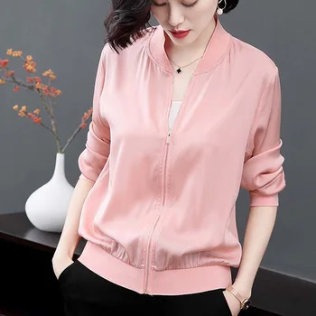 

Large size Spring Women's thin Jackets Basic Jackets Zipper Coat Female Long Sleeve Outwear Clothes Short Bomber Jacket Tops 3XL