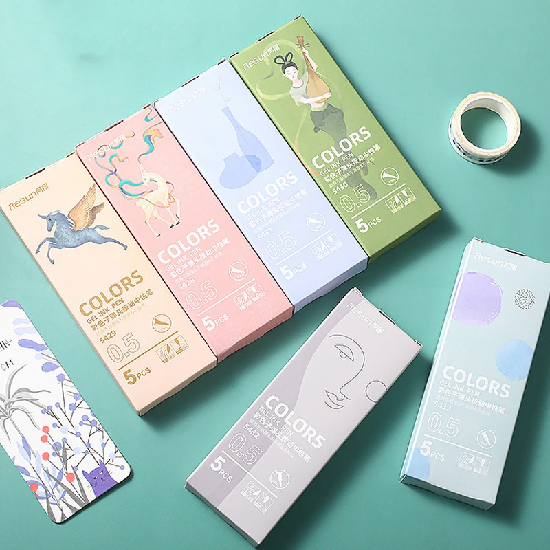 

5 шт./компл. 0,5 мм Цветные гелевые ручки с чернилами креативные кавайные моранды нейтральные пишущие гладкие пули Канцтовары аксессуары