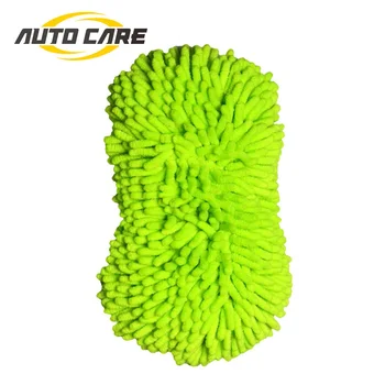 

Auto Shine Microfiber Chenille Car Wash Sponge/Pad With Mesh Scrubber Green Color Super Soft Car Cleaning Sponge
