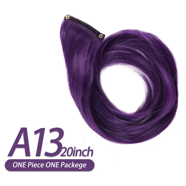 AIYEE Hair Extensions Pure RainBow Hairpiece Clip In Hair Piece Synthetic Long Straight Ombre Pink Red Rainbow Hair Piece A13