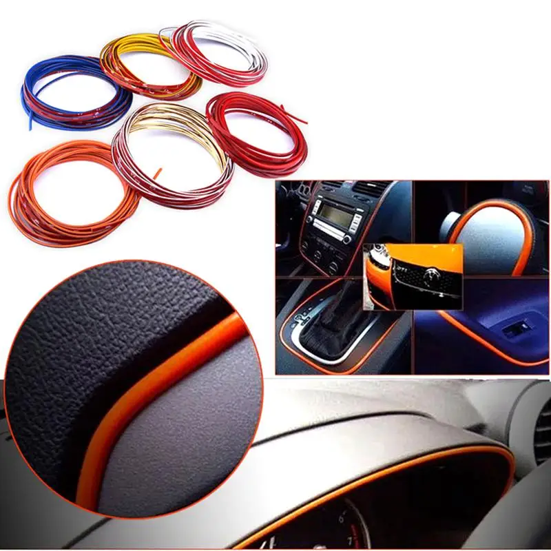 

4MM ×5M DIY Car Interior Exterior Adhesive Sticker Moulding Trim Strip Line Dashboard Edge Protection Strip Auto Decoration