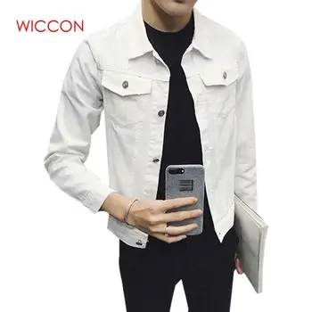 

2020 Slim Men Denim Jacket Fashion Slim Fit Male Jackets Outwear Coats White Men Jean Jacket Streetwear