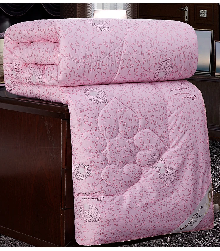 Роскошные зимние толстые теплые стеганые одеяла с цветочным принтом из шелка тутового шелкопряда для дома/отеля, постельные принадлежности, одеяла для близнецов, королев, больших размеров