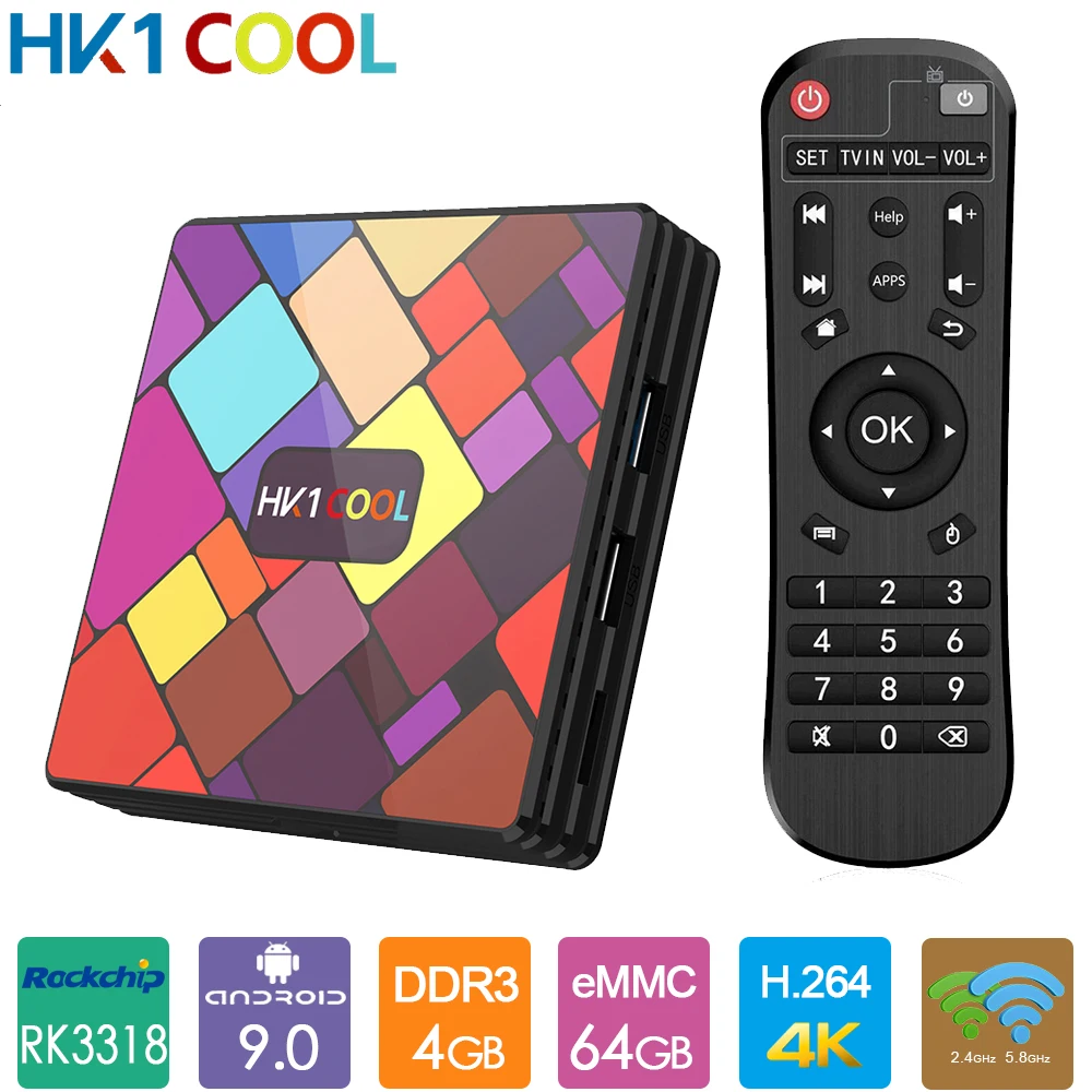 ТВ-приставка HK1 Cool Android 9 0 Rockchip RK3318 четырехъядерный процессор двухдиапазонный Wi-Fi