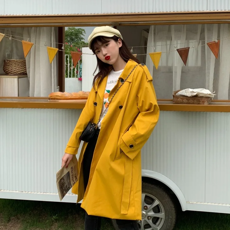 

Photo Shoot Loose-Fit Versatile Korean-style Lace-up Mid-length Trench Coat