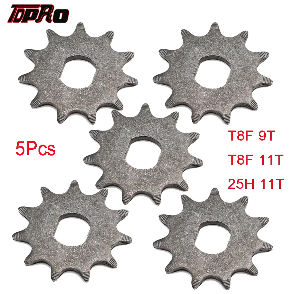 TDPRO 5pcs 25H T8F Chain 9T 11T Front Sprocket Gear Part 2 Stroke Engine Fits 43cc 47cc 49cc Mini Pocket Pit Bike Scooter ATV