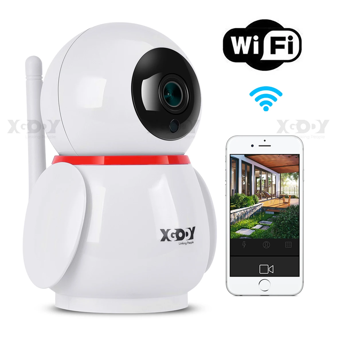 

XGODY TV-228ZD 1080P HD Cloud IP Camera Home Security Surveillance Camera Network WiFi Camera Wireless Smart Camera
