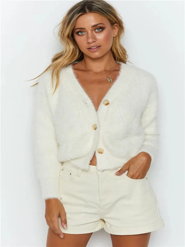 

Woman Coat Winter 2020 Sexy Casual Long Sleeve Button Plush Short Coat Women Clothing Mujer Chaqueta Veste Femme Free Shipping