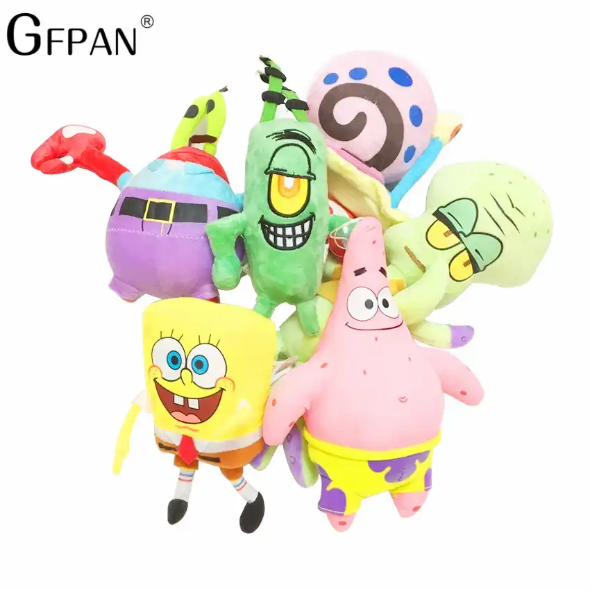 1 pçs/set Super Cute Suave Plush Bob Esponja, Tentáculos, Senhor. Presente dos brinquedos de gary do plâncton de sheldon para crianças