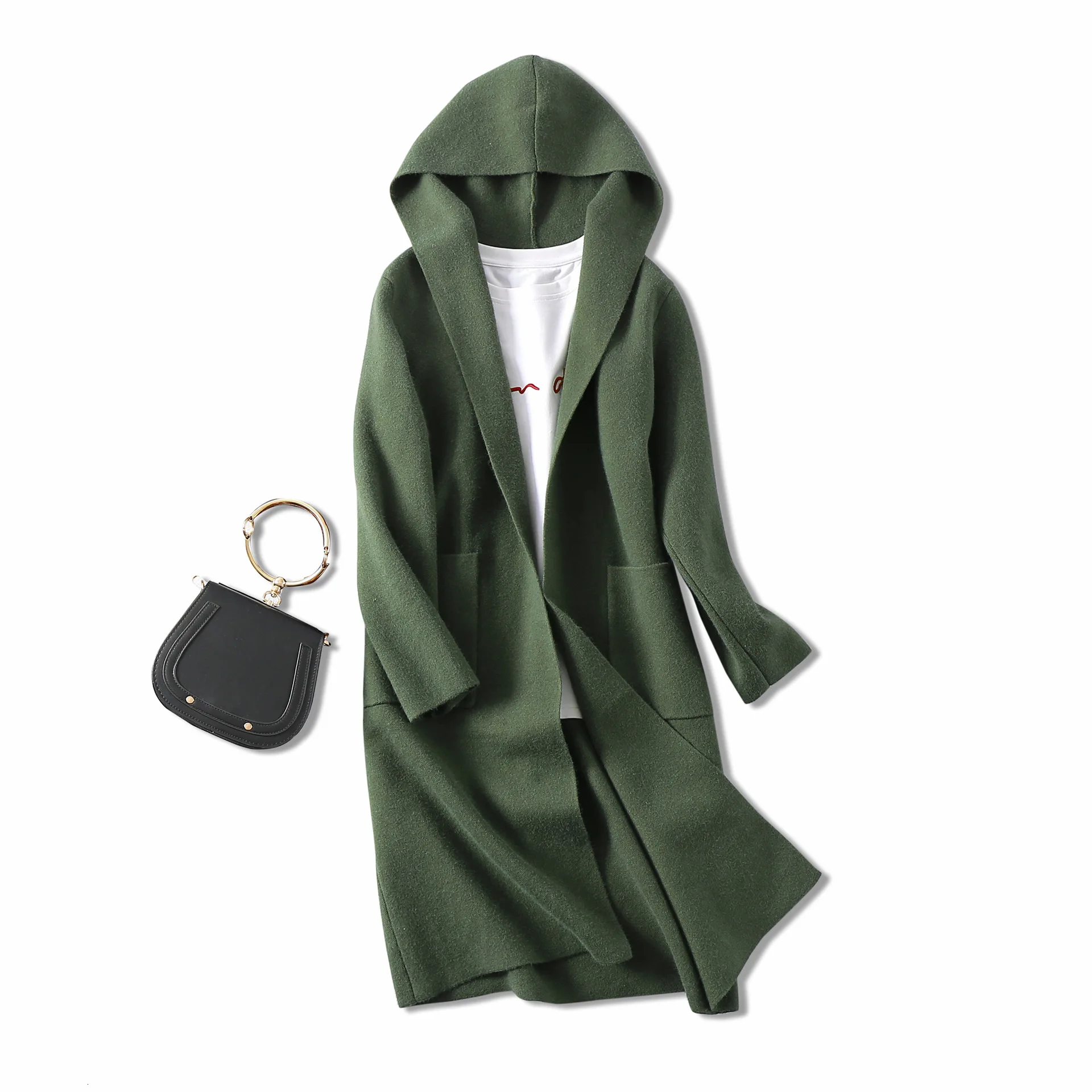 Women Korean Winter Long hooded Overcoat Outwear Coat Loose Plus Size Cardigans Long Sleeve Manteau Femme Hiver Elegant