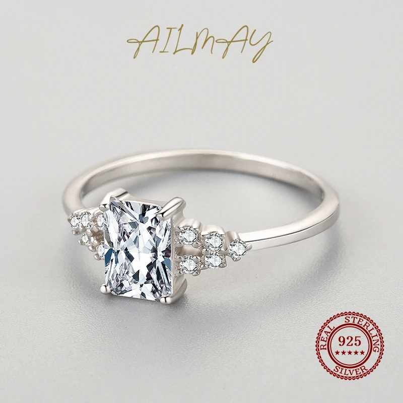 Silver Rings Ailmay 925 Sterling Silver Wedding Ring Fashion Luxury Cubic Zirconia Ring For Women