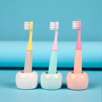 

3pcs/set Children Toothbrush Soft Bristles Little Mushroom Cartoon Silicone Brush Head Baby Kids Dental Oral Hygiene Care